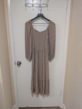 Neuflora Brown Smocked Floral Midi Dress